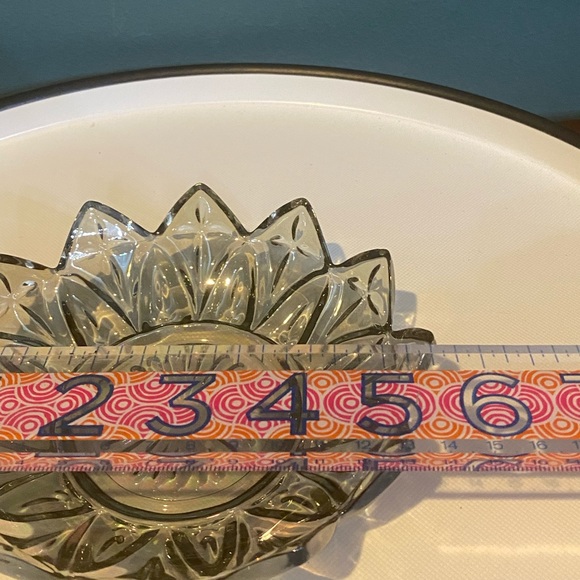 Vintage Federal Glass Petal Design Iridescent Smoke Carnival Glass Bowl 5.5” - Picture 4 of 7